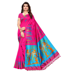 Attractive Dark Pink Colored Festive Wear Parrot Printed Art Silk Saree - Peachmode