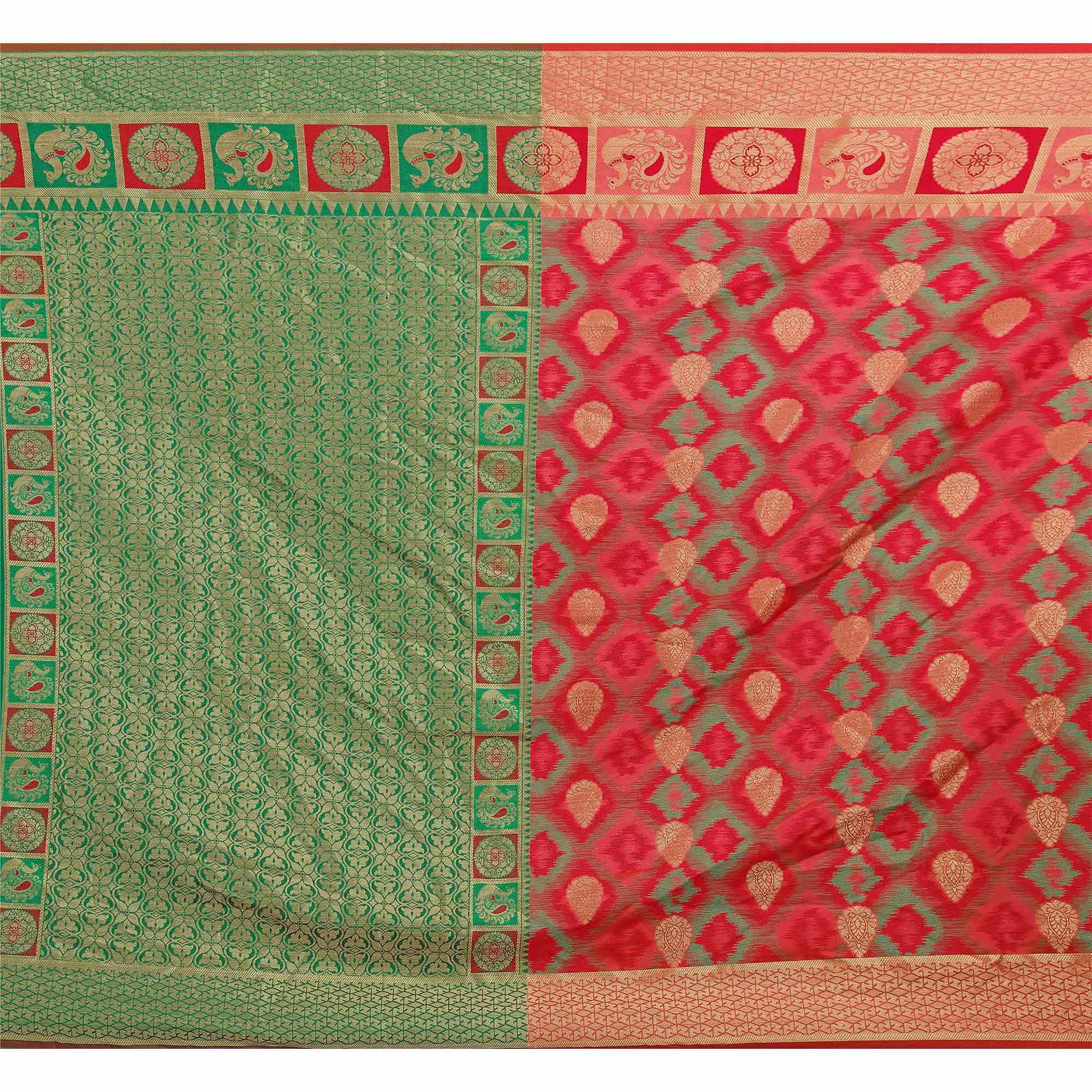 Attractive Light Pink Colored Festive Wear Woven Cotton Silk Saree - Peachmode