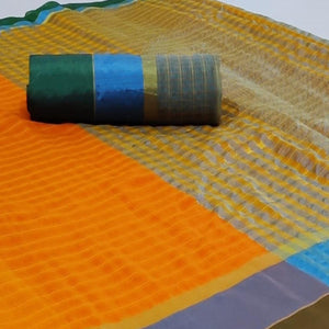 Attractive Mustard Yellow Colored Festive Wear Woven Cotton Saree - Peachmode