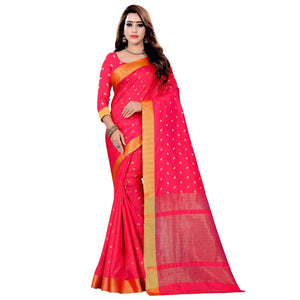 Attractive Pink Colored Festive Wear Woven Art Silk Saree - Peachmode