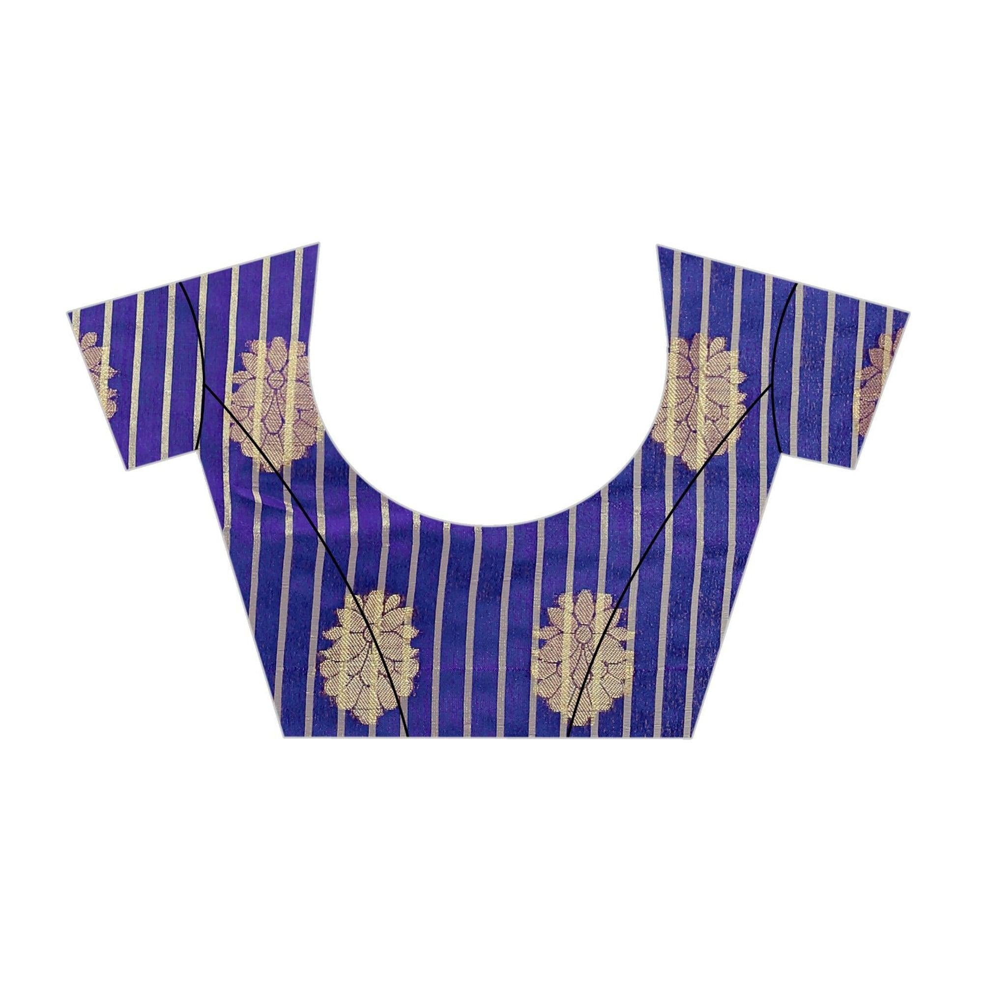 Attractive Purple Colored Festive Wear Woven Work Art Silk Saree - Peachmode