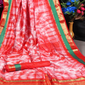 Attractive Red Colored Festive Wear Woven Silk Saree - Peachmode