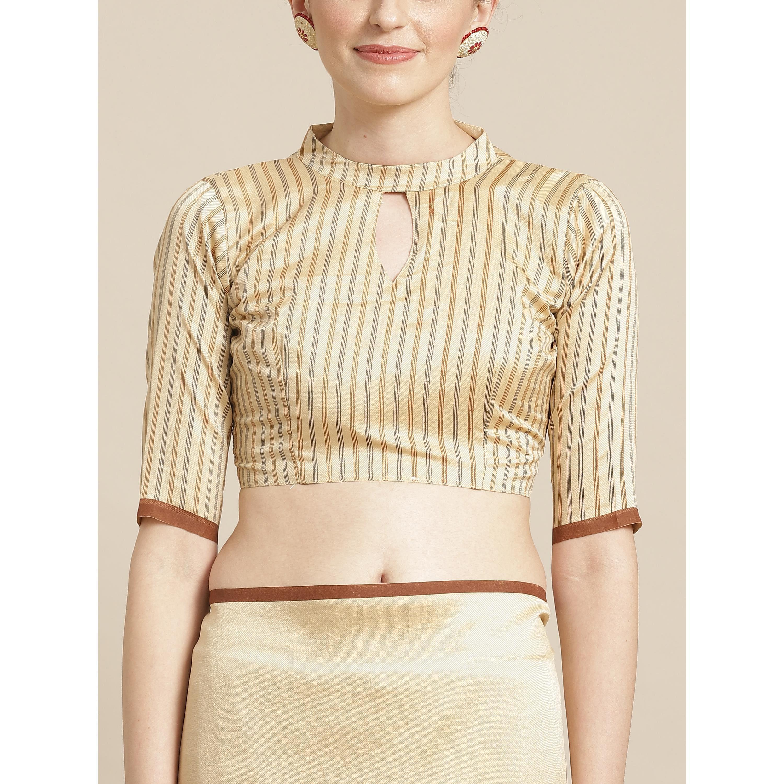 Beautiful Beige-Mustard Colored Casual Wear Printed Silk Blend Saree - Peachmode