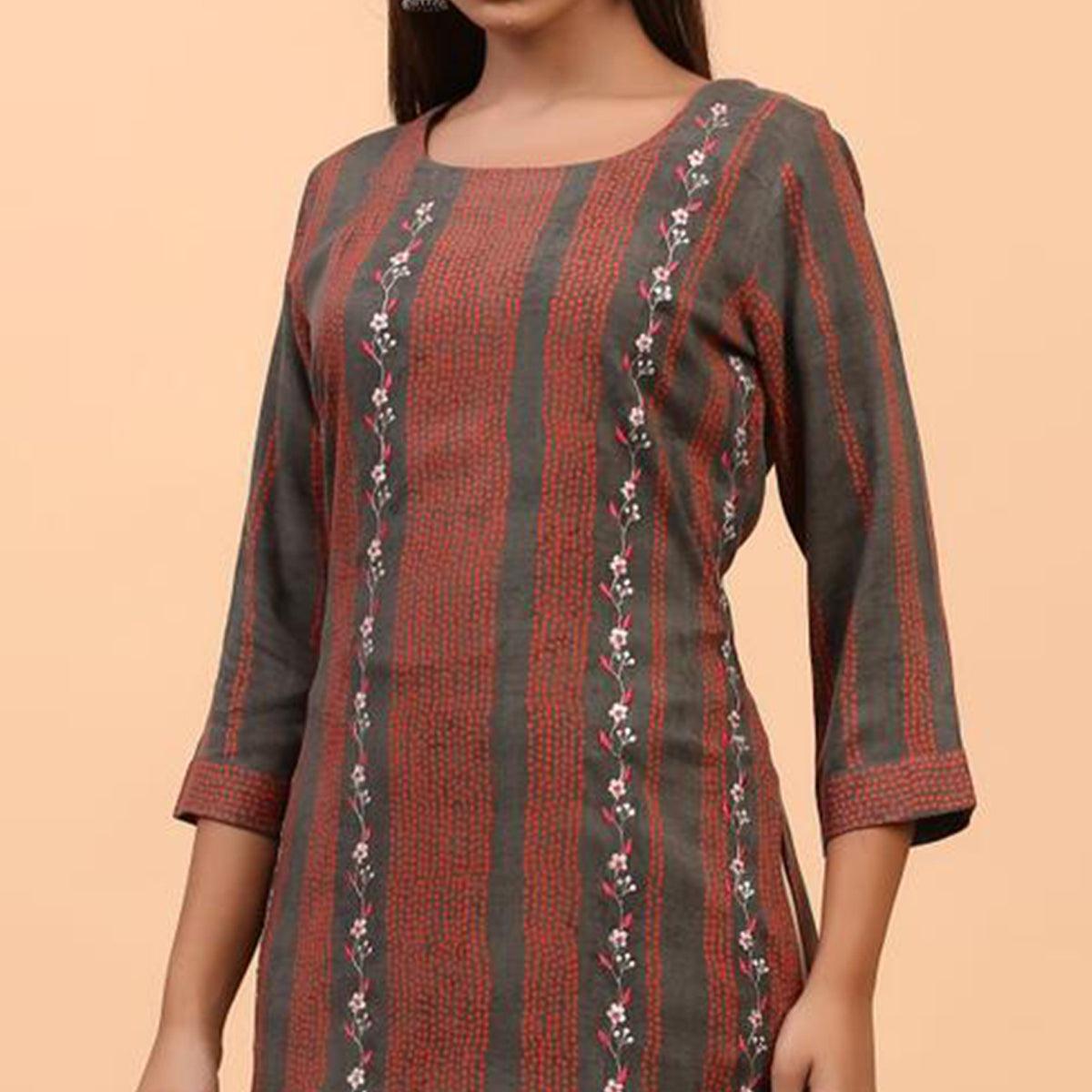 Beautiful Mehendi Green Colored Casual Wear Printed Rayon Kurti - Peachmode