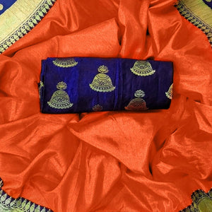 Beautiful Orange Colored Festive Wear Silk Saree - Peachmode