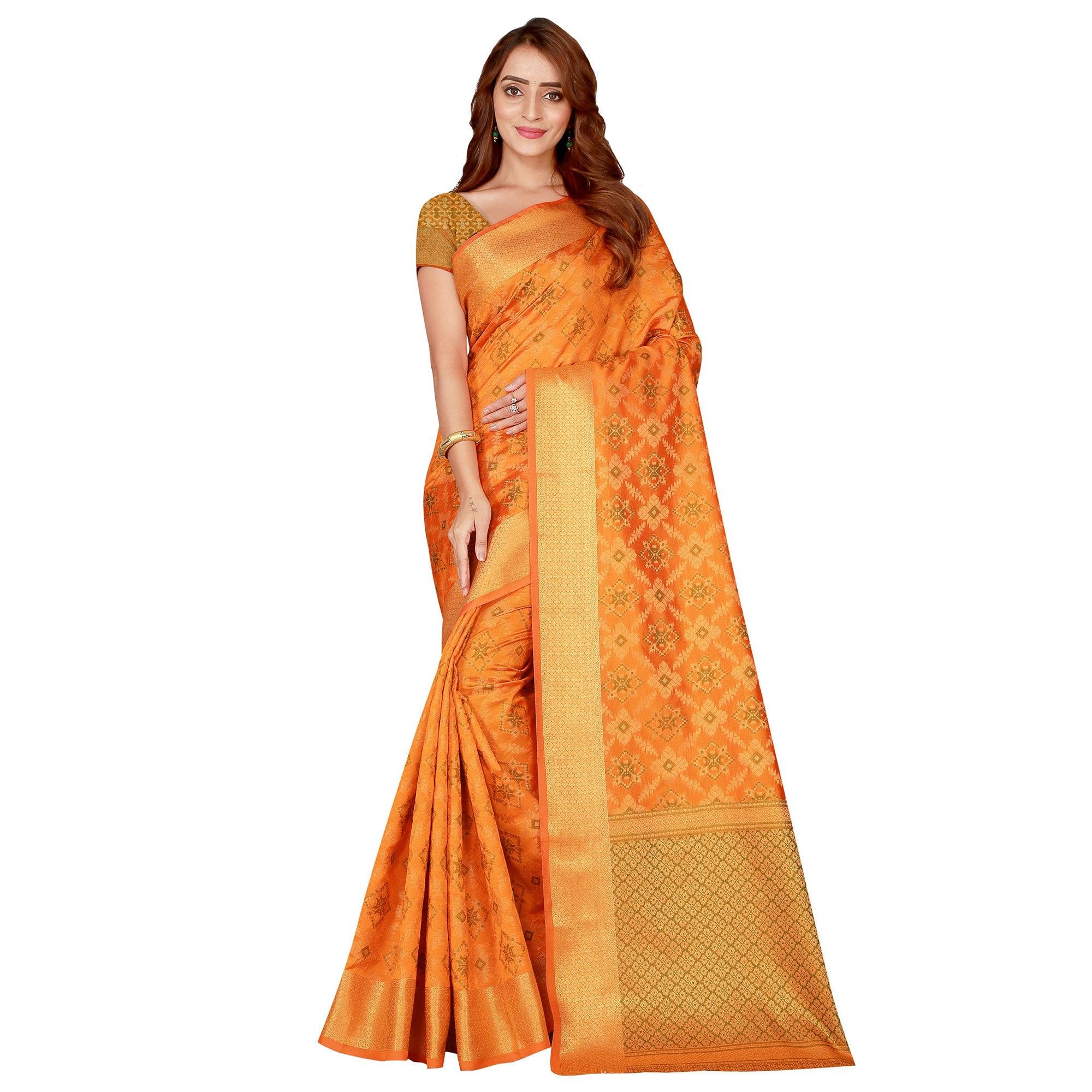 Beautiful Yellow Colored festive Wear silk Saree - Peachmode