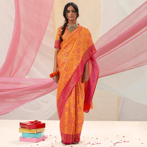 Beautiful Yellow Colored Festive Wear Woven Soft Silk Saree - Peachmode