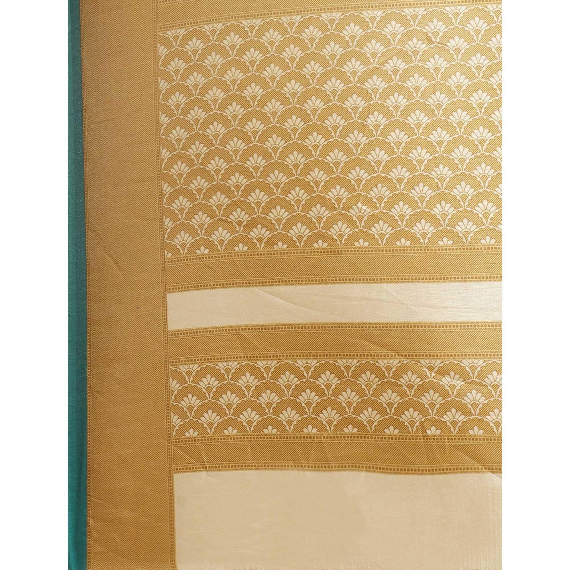 Beige Casual Silk Blend Printed Saree With Unstitched Blouse - Peachmode