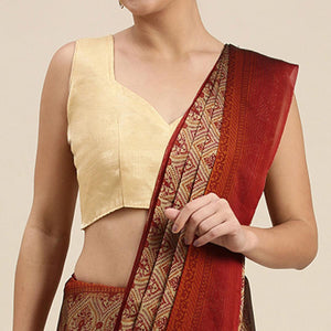 Beige Casual Wear Printed Art Silk Saree - Peachmode