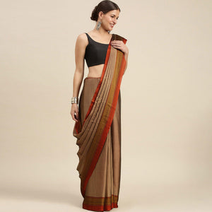 Beige Casual Wear Printed Art Silk Saree - Peachmode