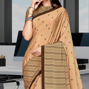 Beige Casual Wear Printed Art Silk Saree - Peachmode