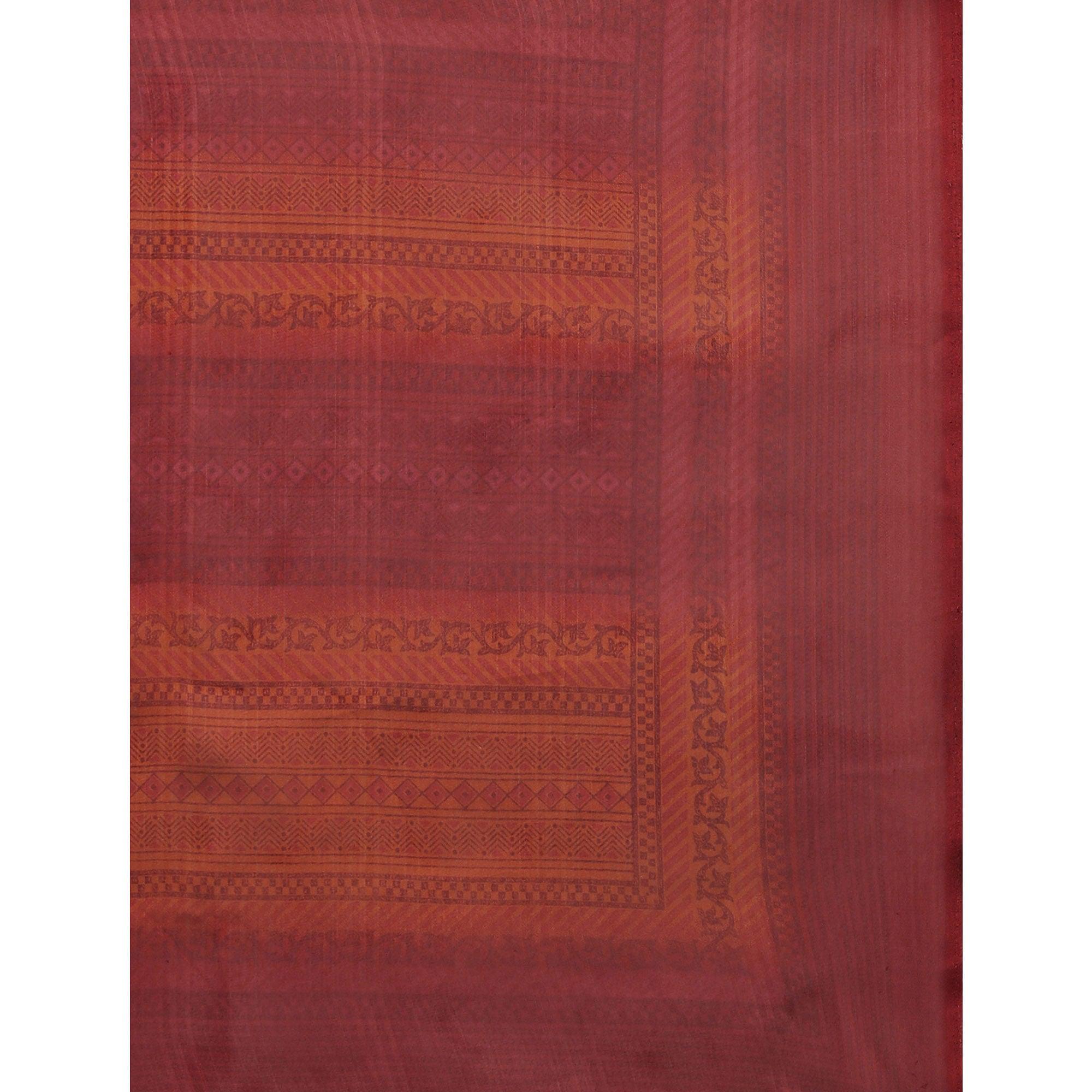 Beige Casual Wear Printed Art Silk Saree - Peachmode