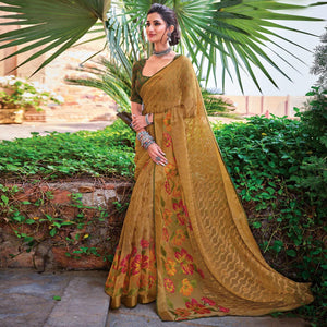 Beige Festive Wear Woven Brasso Saree - Peachmode