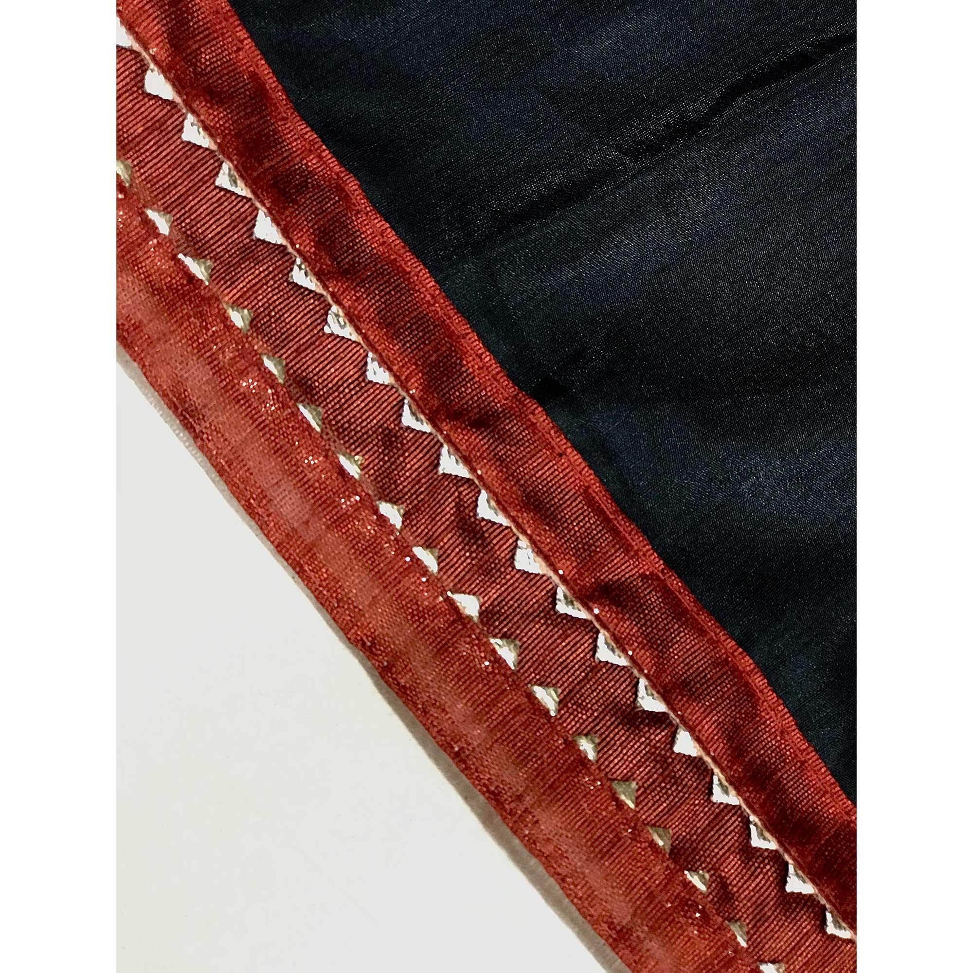 Black Batik Printed Art Silk Dress Material - Peachmode