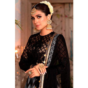 Black - Blue Partywear Digital Printed Heavy Georgette Pakistani Style Suit - Peachmode