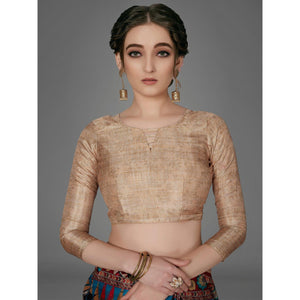 Black Casual Art Silk Printed Saree With Unstitched Blouse - Peachmode