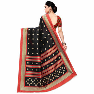 Black Casual Wear Printed Art Silk Saree - Peachmode