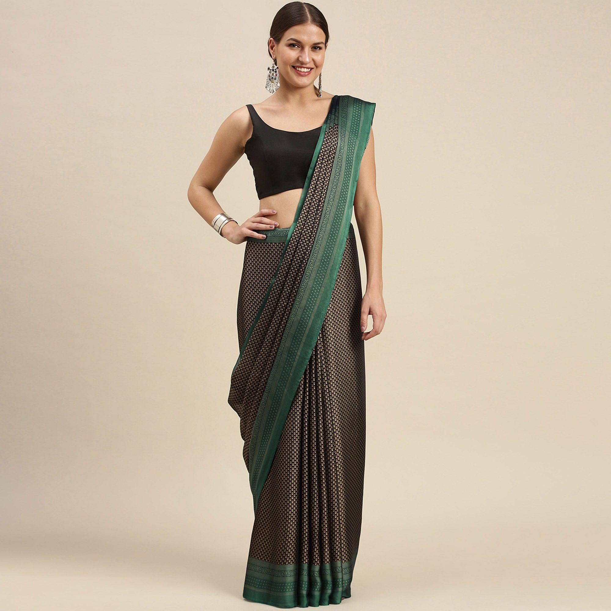 Black Casual Wear Printed Art Silk Saree - Peachmode