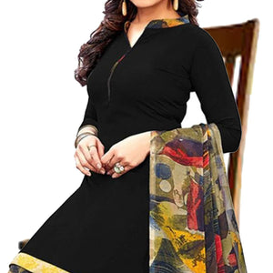 Black Casual Wear Printed Leon Patiala Dress Material - Peachmode