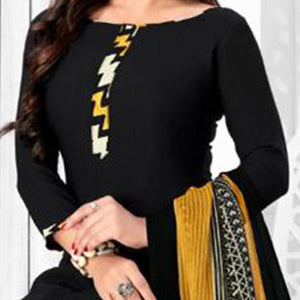Black Casual Wear Printed Leon Patiala Dress Material - Peachmode
