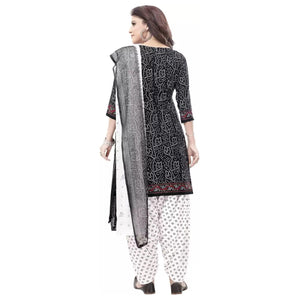 Black Casual Wear Printed Leon Patiala Dress Material - Peachmode