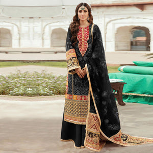Black Embroidered Georgette Pakistani Suit - Peachmode