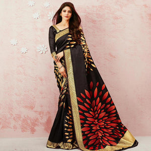 Black Festive Wear Woven Art Silk Saree - Peachmode