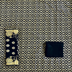 Black Festive Wear Woven Banarasi Silk Dress Material - Peachmode