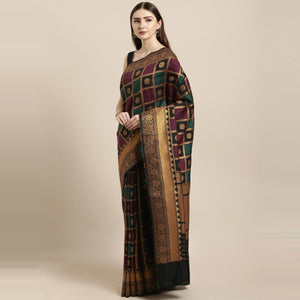 Black Festive Wear Woven Kanjivaram Silk Saree - Peachmode