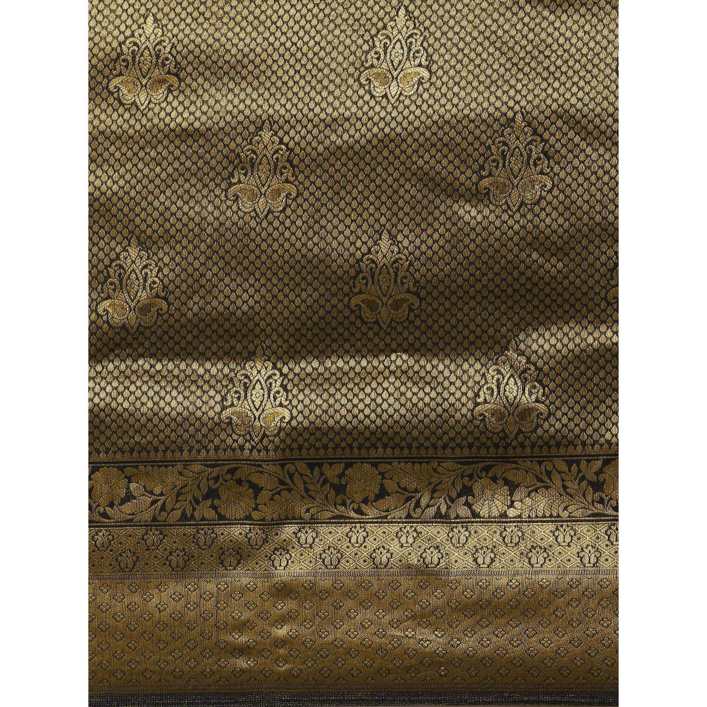 Black Festive Wear Woven Kanjivaram Silk Saree - Peachmode