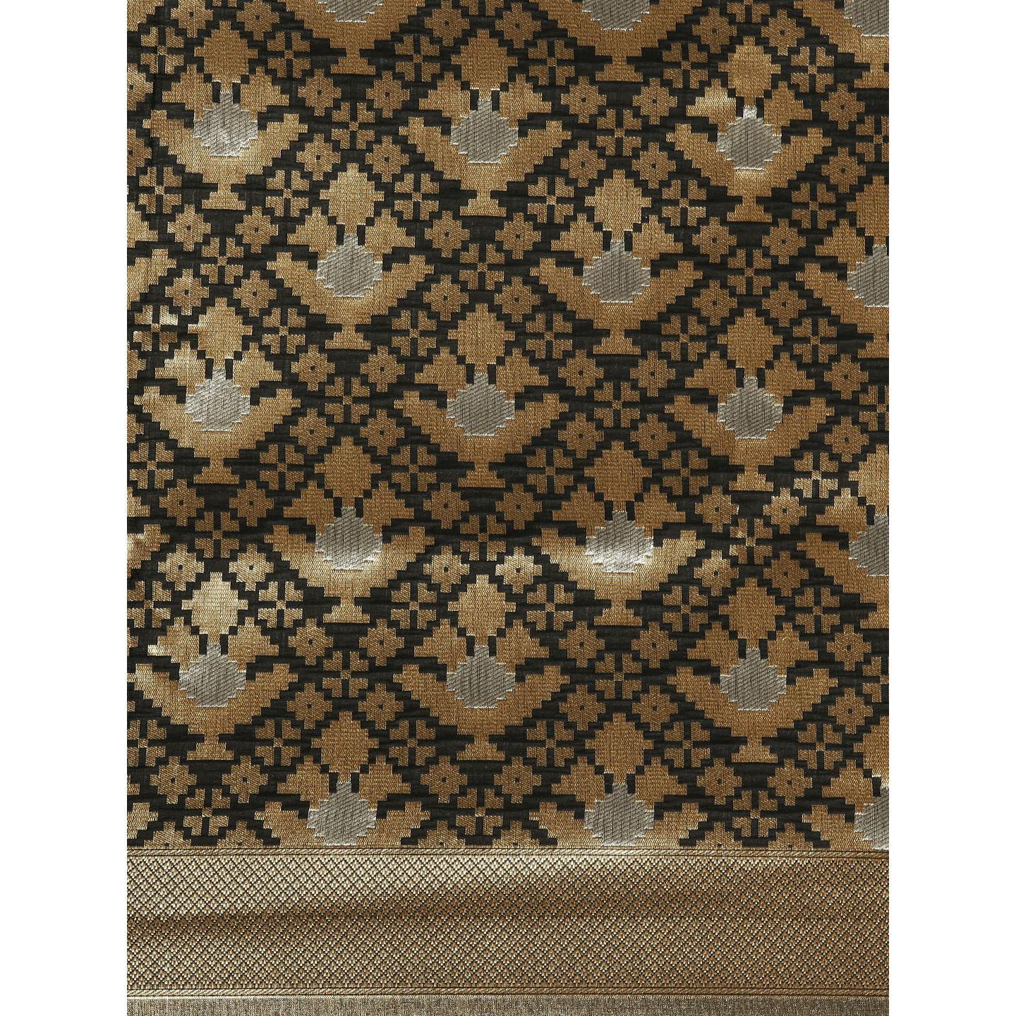 Black Festive Wear Woven Kanjivaram Silk Saree - Peachmode