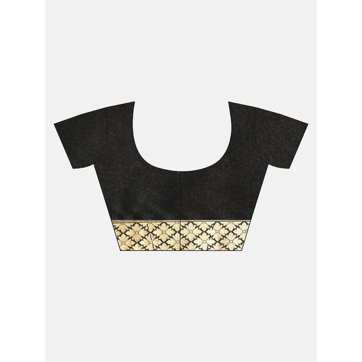 Black Festive Wear Woven Kanjivaram Silk Saree - Peachmode