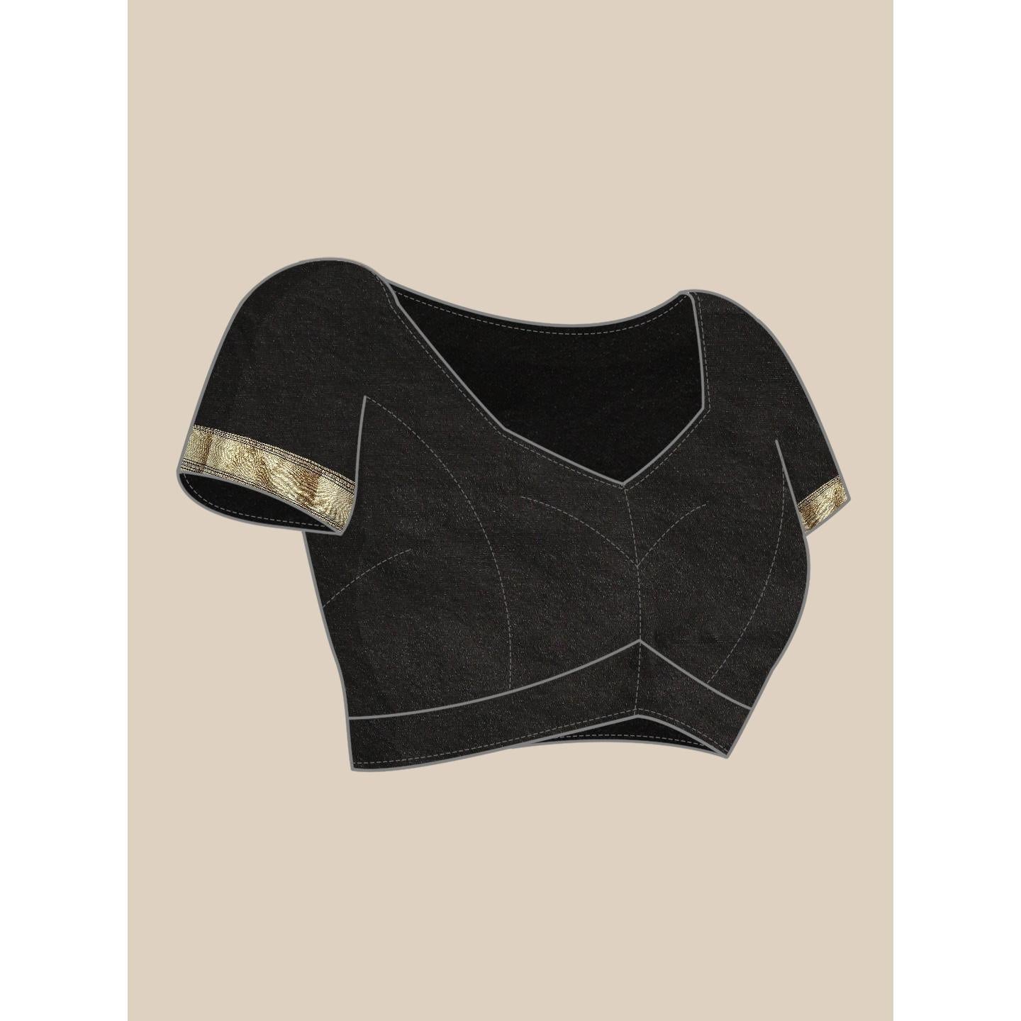 Black Festive Wear Woven Kanjivaram Silk Saree - Peachmode