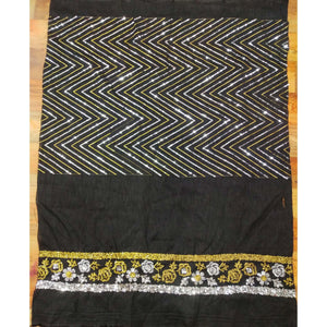 Black Party Wear Embellished Georgette Saree - Peachmode