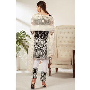 Black Partywear Embroidered Heavy Net Pakistani Suit - Peachmode