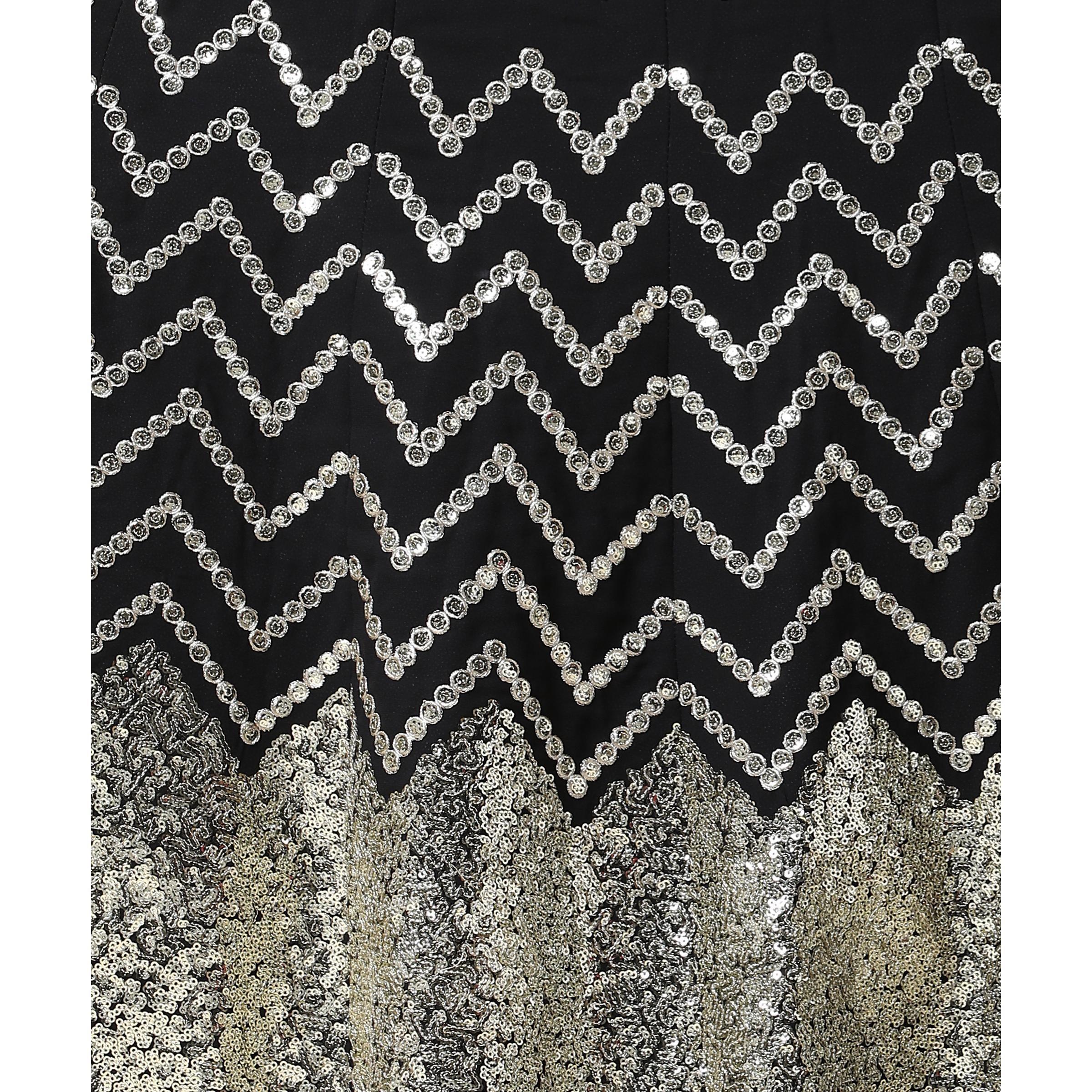 Black Partywear Sequence Embroidered Heavy Georgette Lehenga - Peachmode