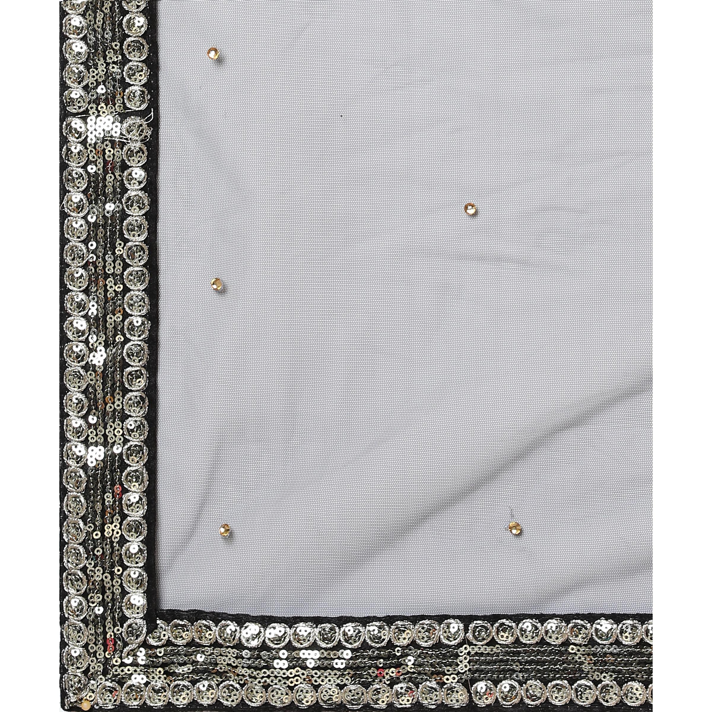 Black Partywear Sequence Embroidered Heavy Georgette Lehenga - Peachmode