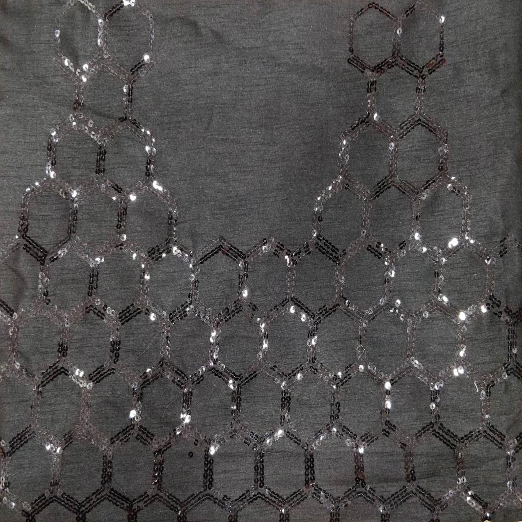 Black Sequence Embroidered Georgette Saree - Peachmode