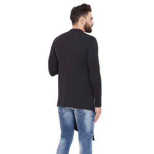 Black Solid Poly Cotton Cotton Kurta - Peachmode