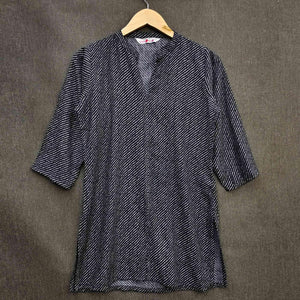 Black Striped Printed Rayon Top - Peachmode