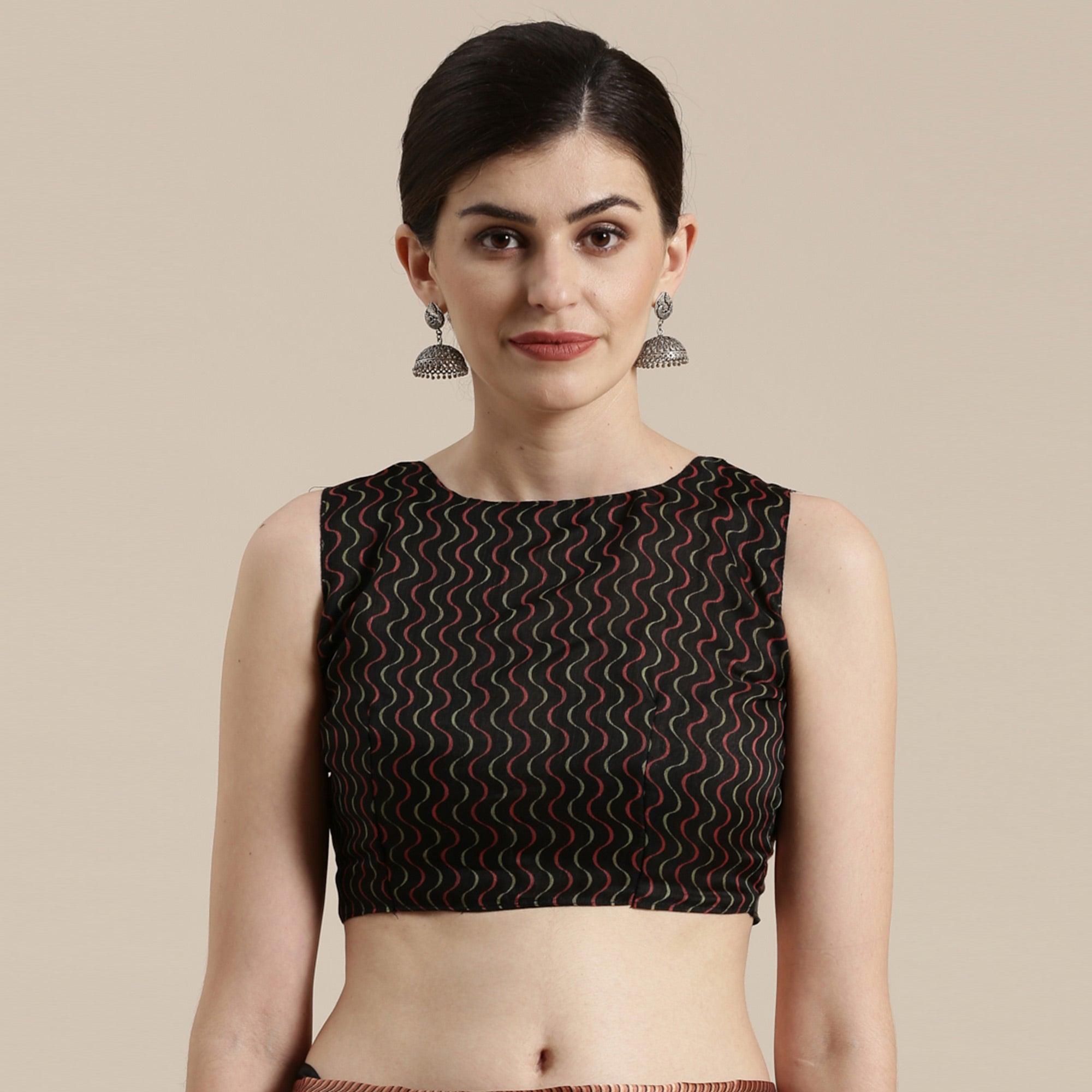 Blissful Black Colored Casual Wear Floral Printed Cotton Silk Saree - Peachmode