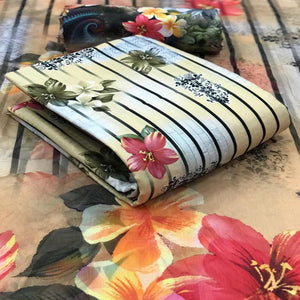 Blissful Light Yellow Colored Casual Wear Printed Pashmina Dress Material - Peachmode