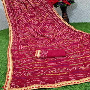 Blissful Pink Coloured Casual Wear Printed Moss Georgette Saree - Peachmode