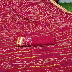 Blissful Pink Coloured Casual Wear Printed Moss Georgette Saree - Peachmode