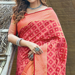 Blissful Red Colored Festive Wear Patan Patola Silk Saree - Peachmode