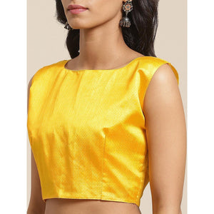 Blissful Yellow Colored Casual Wear Printed Silk Blend Saree - Peachmode