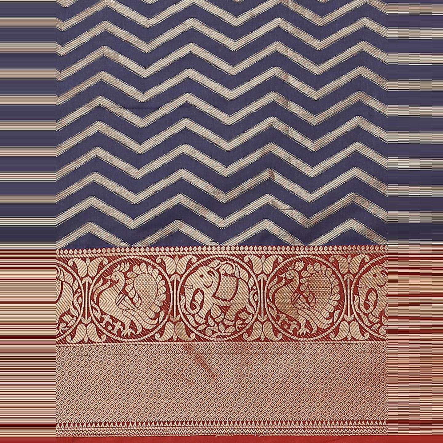 Blissta Festive Wear Navy Blue Woven Design Banarasi Silk Saree - Peachmode