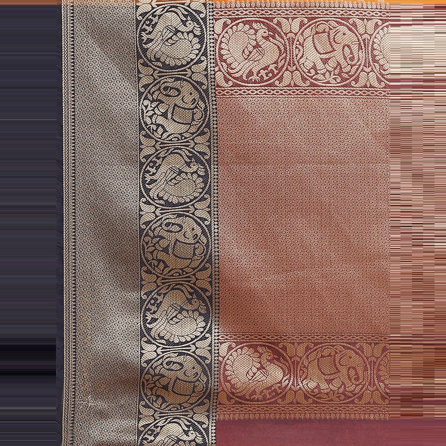 Blissta Festive Wear Orange Woven Design Banarasi Silk Saree - Peachmode