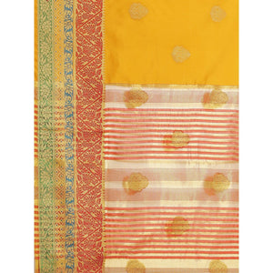 Blissta Festive Wear Yellow Woven Design Banarasi Silk Saree - Peachmode