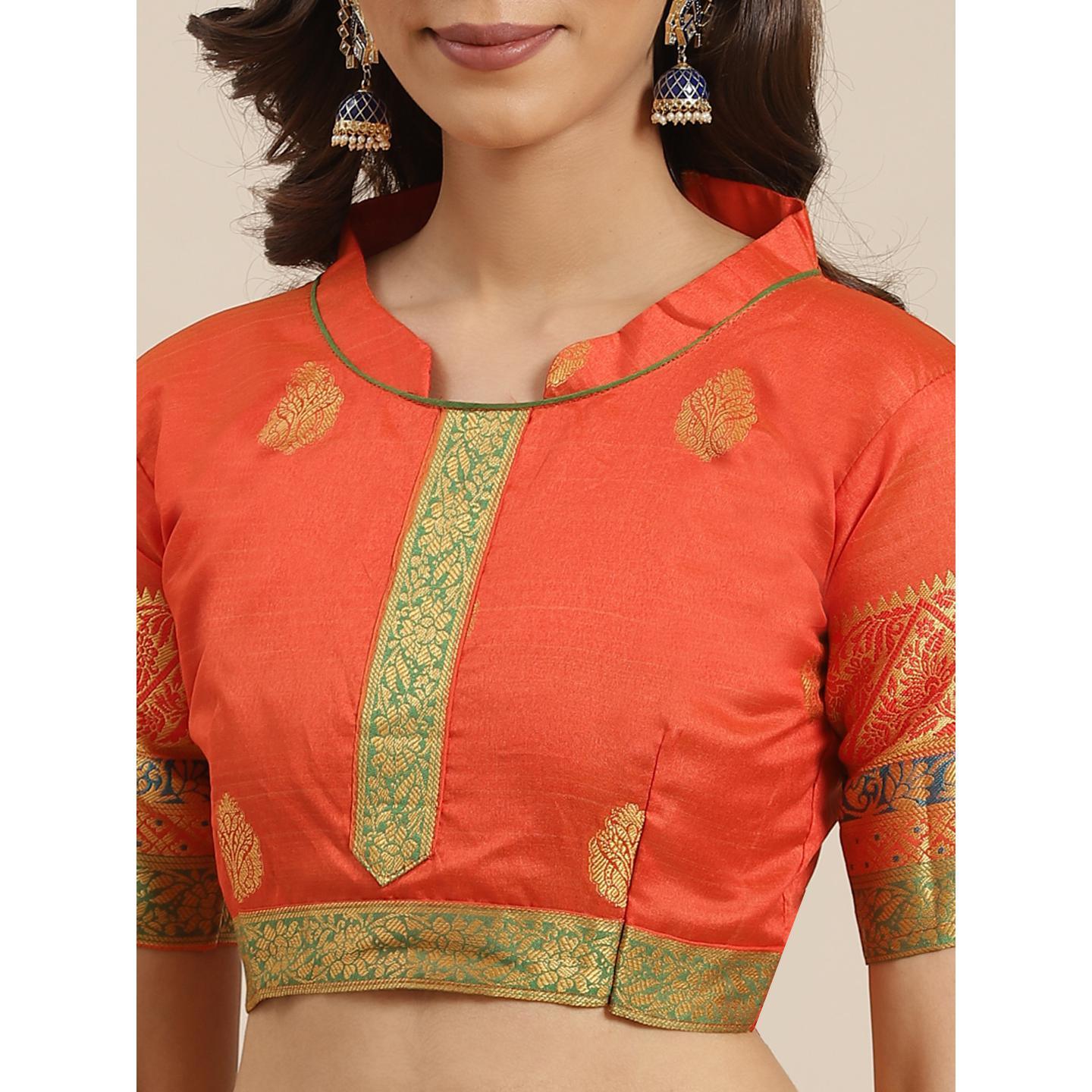 Blissta Festive Wear Yellow Woven Design Banarasi Silk Saree - Peachmode